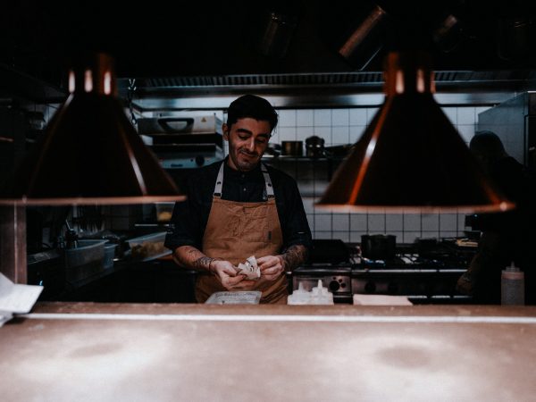 man preparing food